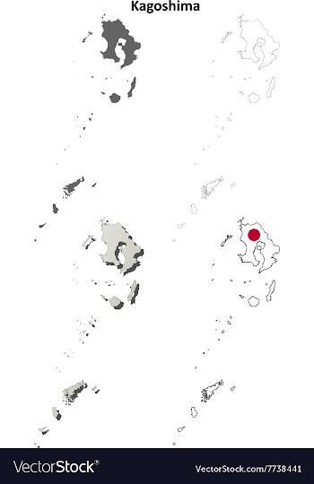 Kagoshima blank outline map set vector image