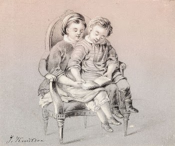 Kaksi lukevaa lasta, 1830 - | Free Photo - rawpixel