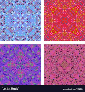 Kaleidoscope Inspired Floral Background Set vector image