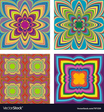 Kaleidoscope Inspired Floral Background Set vector image