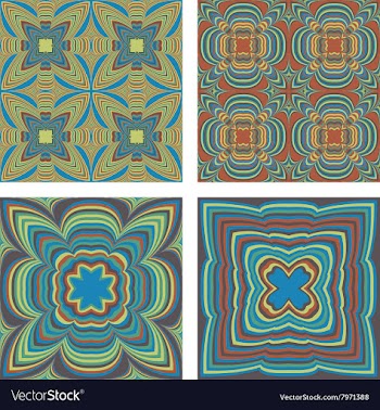 Kaleidoscope Inspired Floral Background Set vector image