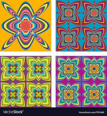 Kaleidoscope Inspired Floral Background Set vector image