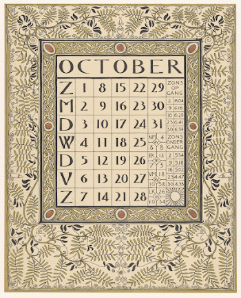 Kalenderblad voor oktober 1899 (1898) | Free Photo - rawpixel