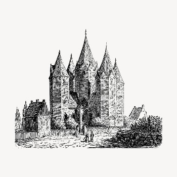 Kallundborg church clipart, vintage hand | Free Vector - rawpixel