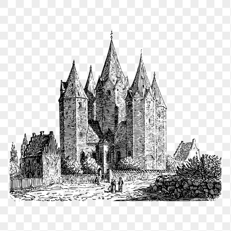 Kallundborg church png sticker illustration, | Free PNG - rawpixel