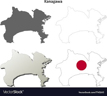 Kanagawa blank outline map set vector image