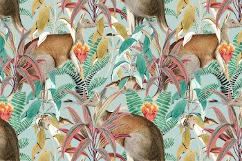 Kangaroo pattern background jungle illustration