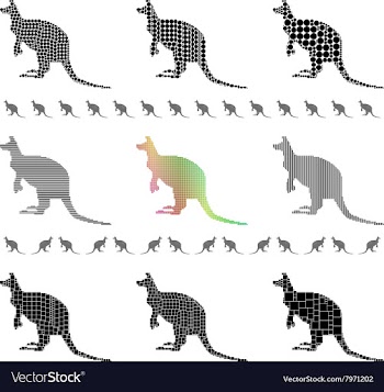 Kangaroo Silhouette Set vector image