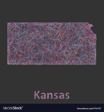 Kansas line art map vector image