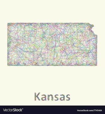 Kansas line art map vector image