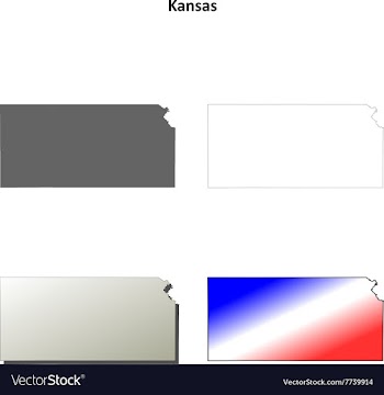 Kansas outline map set vector image