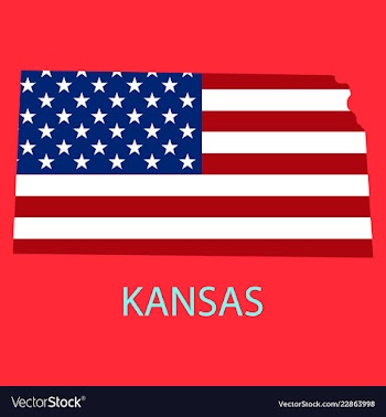 Kansas state of america with map flag print on vector image
