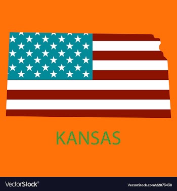 Kansas state of america with map flag print on vector image