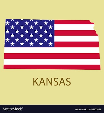 Kansas state of america with map flag print on vector image