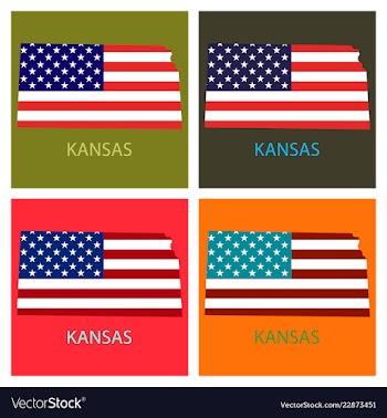 Kansas state of america with map flag print on vector image
