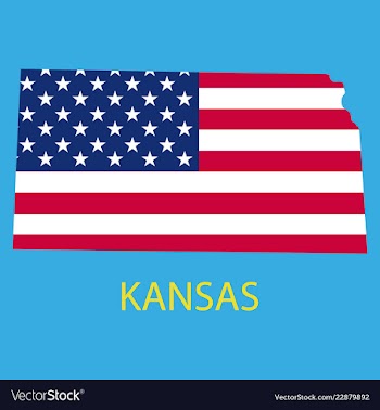 Kansas state of america with map flag print on vector image