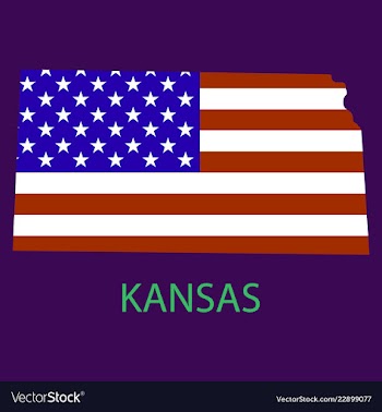 Kansas state of america with map flag print on vector image