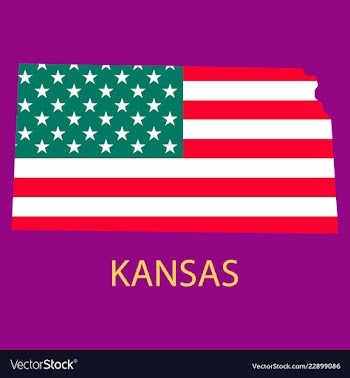 Kansas state of america with map flag print on vector image