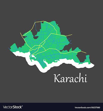 Karachi pakistan colorful flat map streets vector image