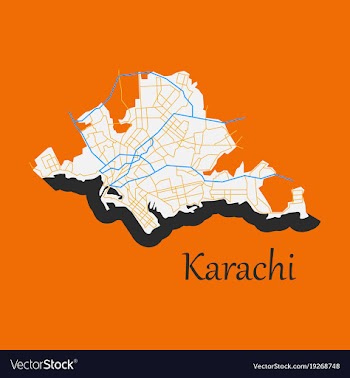 Karachi pakistan colorful flat map streets vector image