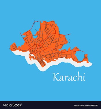 Karachi pakistan colorful flat map streets vector image