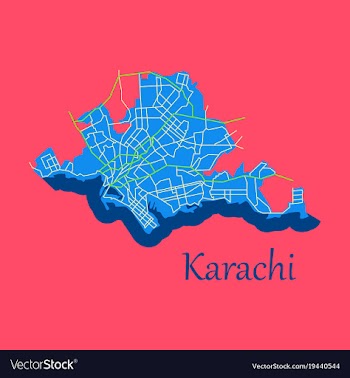 Karachi pakistan colorful flat map streets vector image