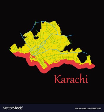 Karachi pakistan colorful flat map streets vector image