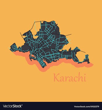 Karachi pakistan colorful flat map streets vector image