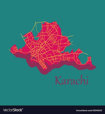 Karachi pakistan colorful flat map streets vector image