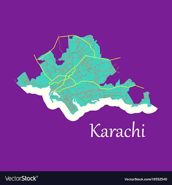 Karachi pakistan colorful flat map streets vector image