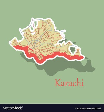 Karachi pakistan colorful sticker map streets vector image