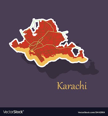 Karachi pakistan colorful sticker map streets vector image