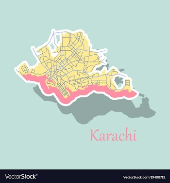 Karachi pakistan colorful sticker map streets vector image