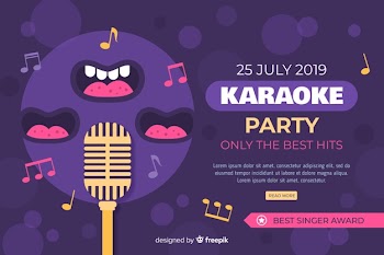 Karaoke banner template flat style Free Vector
