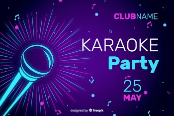Karaoke night party banner or flyer template Free Vector