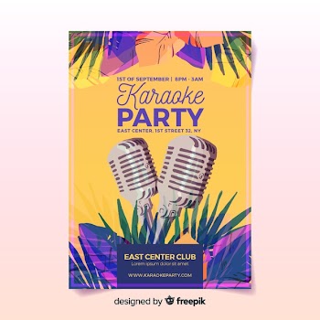 Karaoke night party poster or flyer template Free Vector