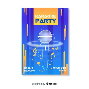 Karaoke night party poster or flyer template Free Vector