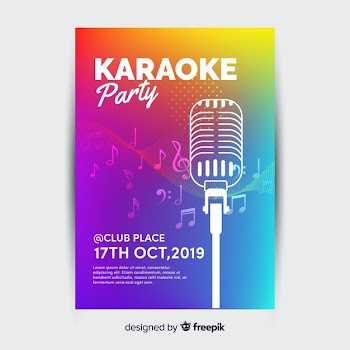 Karaoke night party poster or flyer template Free Vector