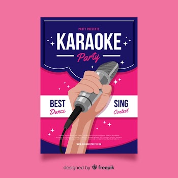 Karaoke poster template flat design Free Vector