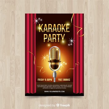 Karaoke poster template realistic style Free Vector