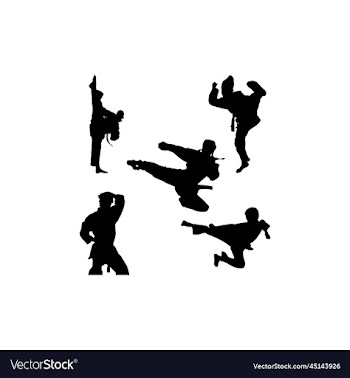 karate set silhouette icon logo