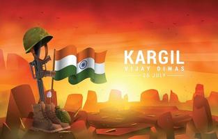 Kargil Vijay Diwas Tribute to India Heroes Concept Free Vector