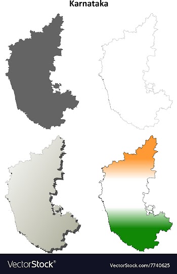 Karnataka blank detailed outline map set vector image
