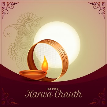 Karwa chauth festival ceremony greeting background design Free Vector