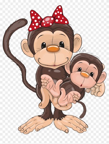 Kata Monkey Clipart - Mom And Baby Monkey Cartoon
