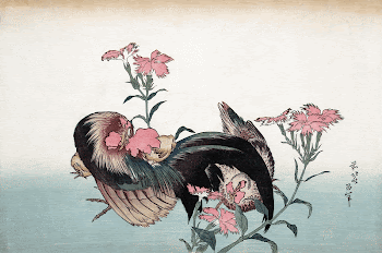 Katsushika Hokusai&rsquo;s cock and flower | Free Photo Illustration - rawpixel