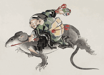 Katsushika Hokusai&rsquo;s Japanese Daikokuten riding | Free Photo Illustration - rawpixel