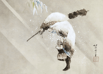 Katsushika Hokusai's fisherman in a snow | Free Photo Illustration - rawpixel