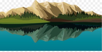 Katunskiy Khrebet Cartoon Illustration - Cartoon Mountains lake 