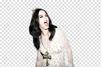 Katy Darks Perry, woman in white long-sleeved top transparent background PNG clipart
